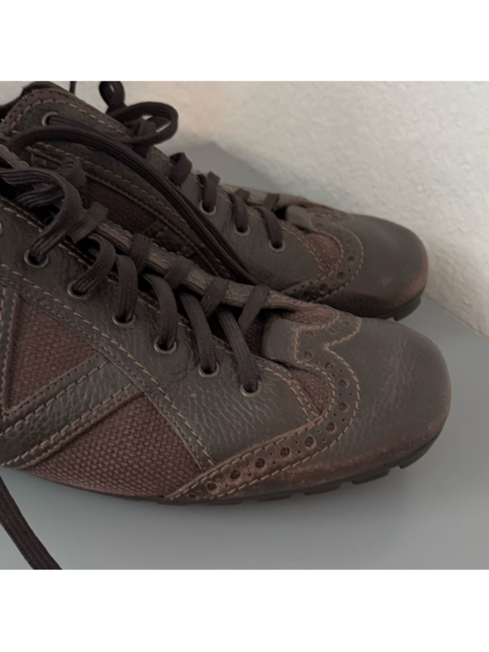 Louis Vuitton Men's Dark Brown Mixed-Material Sneakers size 10.5 - Picture 3 of 16